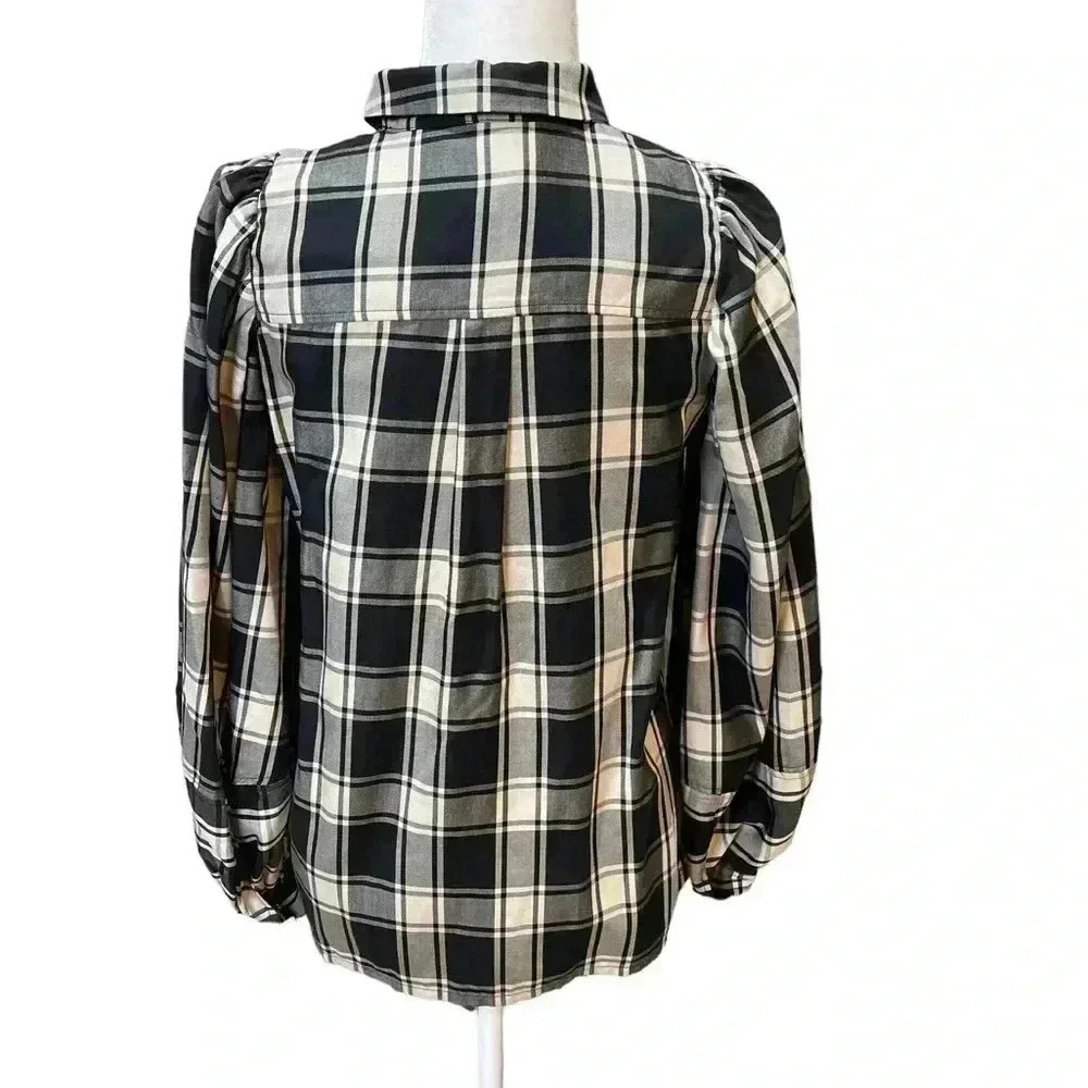 Mother of Pearl TEGAN 100% Lyocell Checked Black Cream - Picture 2 of 8